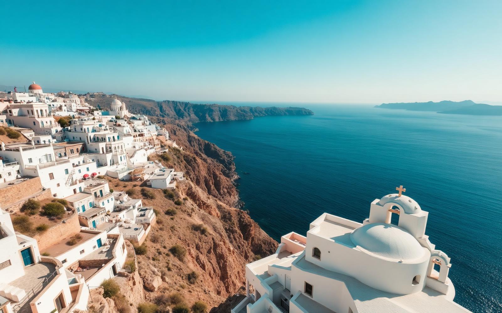 Whitewashed village on Aegean cliffs